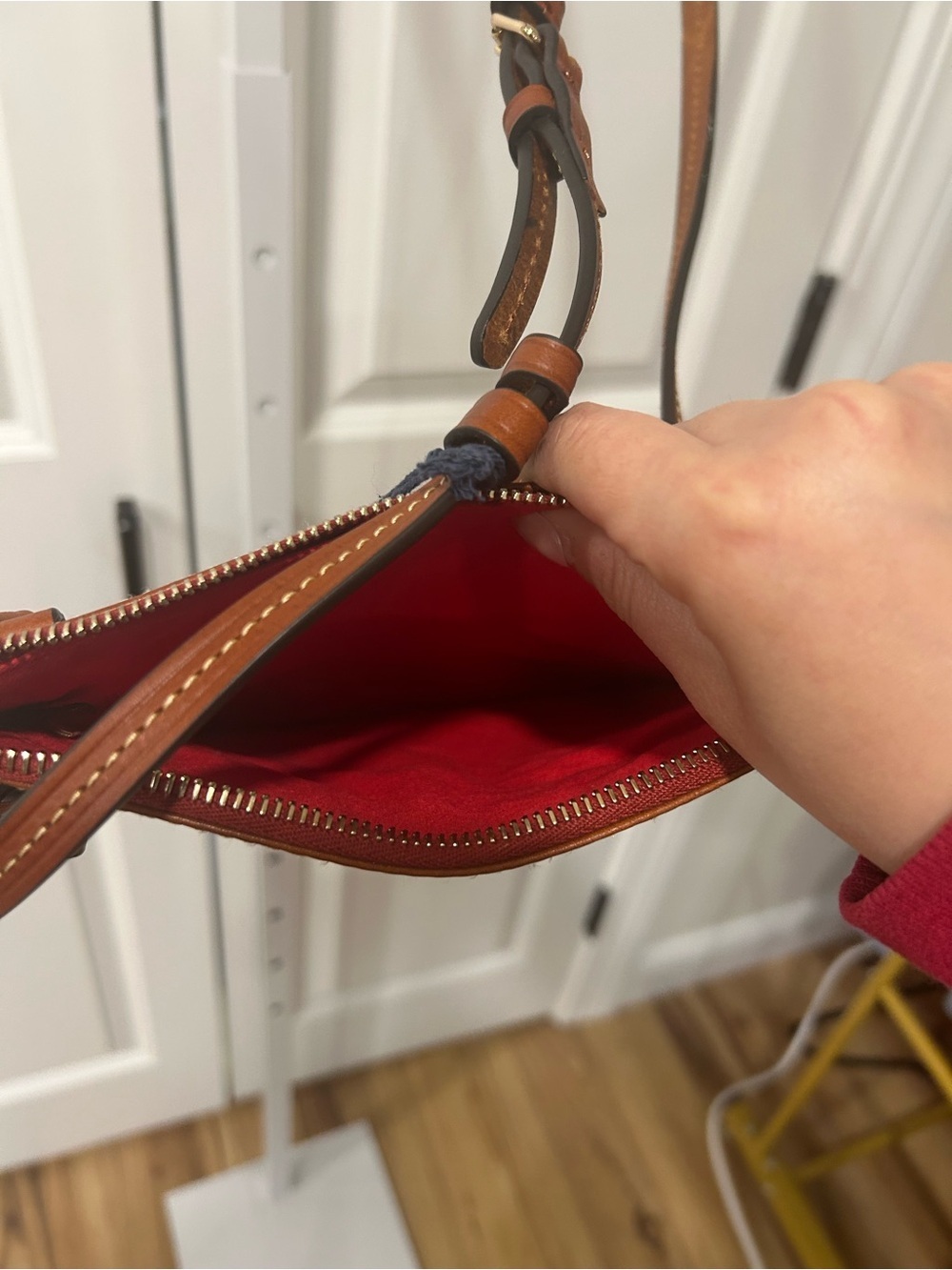 Dooney & Bourke Cognac Brown Leather Crossbody Bag - Picture 7 of 7